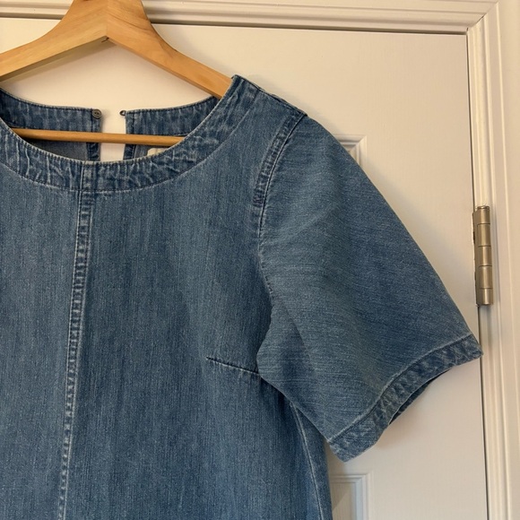 J. Crew Denim Cap Sleeve Dress Blue Medium Wash Cotton Summer Country M0568 4 - Picture 4 of 11